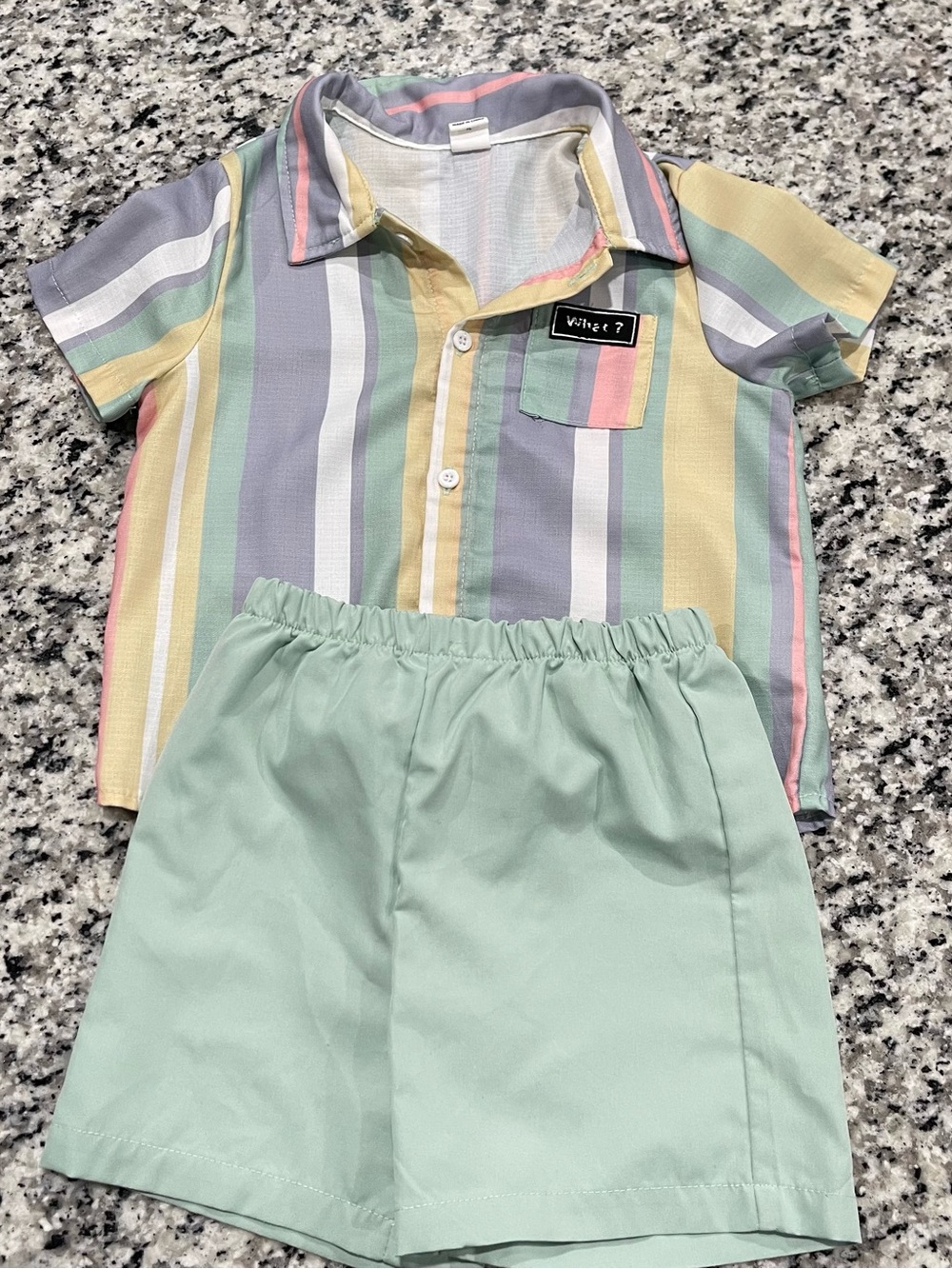 Shein Kids' Pastel Stripe Short Sleeve Shirt in Multicolor Size 2-3Y(T)